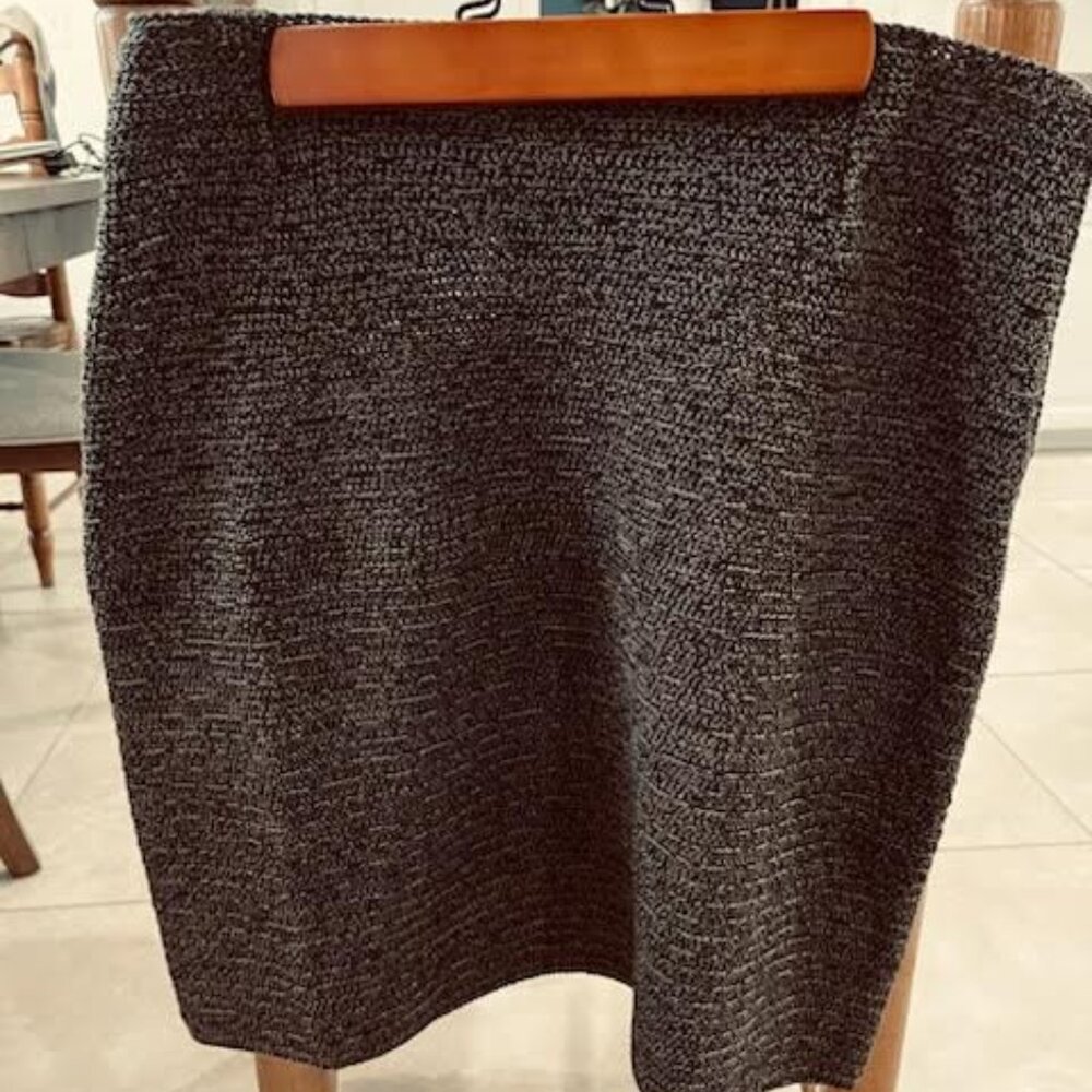 Peruvian Connection Pima Cotton Woven Knit Mini Skirt Black Brown Peru Sz S